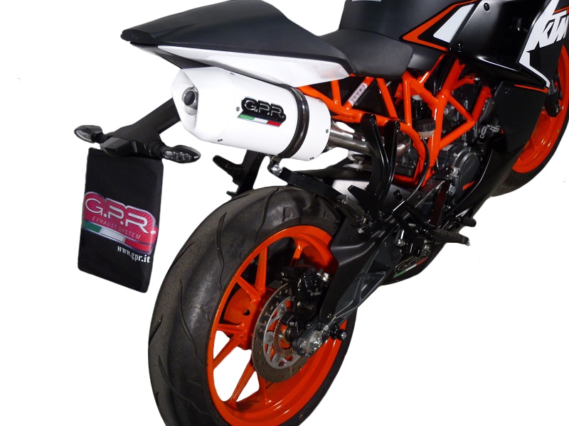 Exhaust compatible with Ktm Rc 125 2014-2016, Albus Ceramic, Homologated legal slip-on exhaust including removable db killer and link pipe