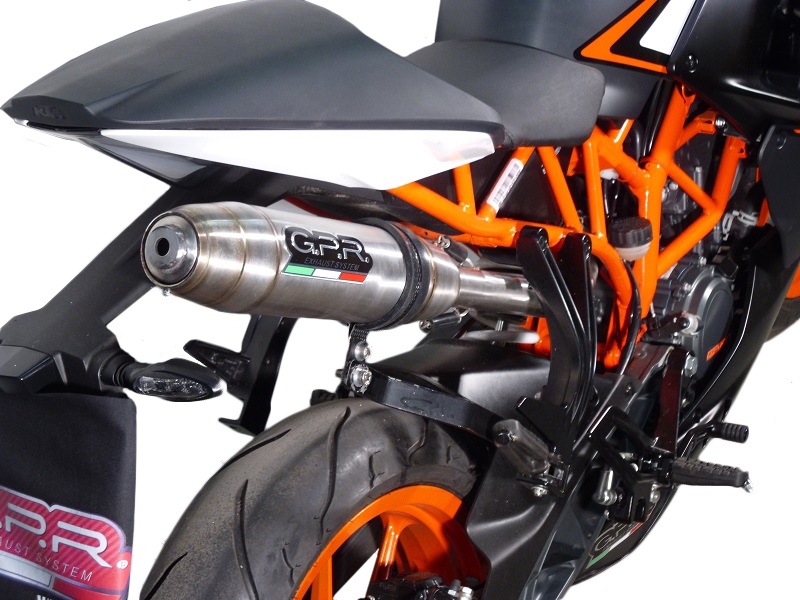 Exhaust compatible with Ktm Rc 125 2014-2016, Deeptone Inox, Homologated legal slip-on exhaust including removable db killer and link pipe