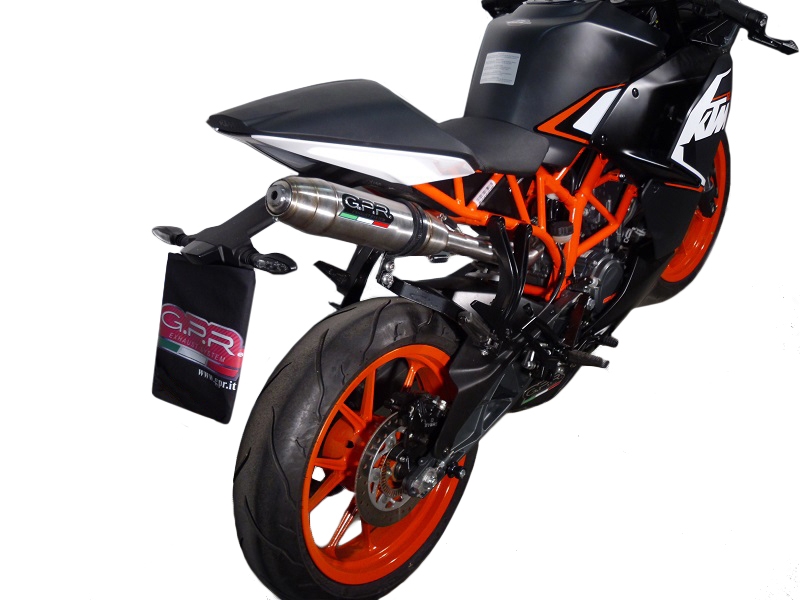Exhaust compatible with Ktm Rc 125 2014-2016, Deeptone Inox, Homologated legal slip-on exhaust including removable db killer and link pipe