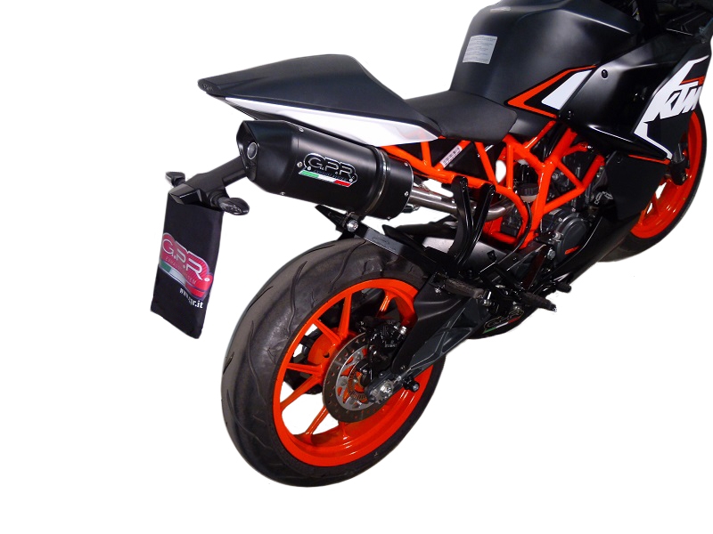 Exhaust compatible with Ktm Rc 125 2014-2016, Furore Nero, Homologated legal slip-on exhaust including removable db killer, link pipe and catalyst