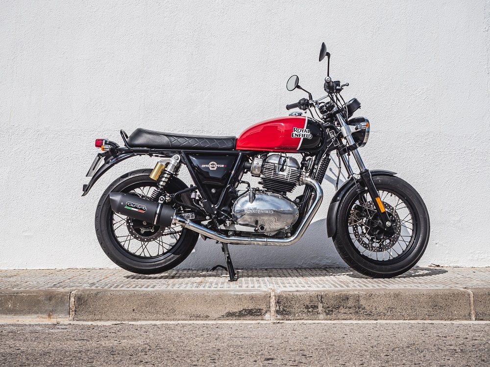 Exhaust compatible with Royal Enfield Interceptor 650 2021-2024, Furore Evo4 Nero, Dual Homologated legal slip-on exhaust including removable db killers, link pipes and catalysts