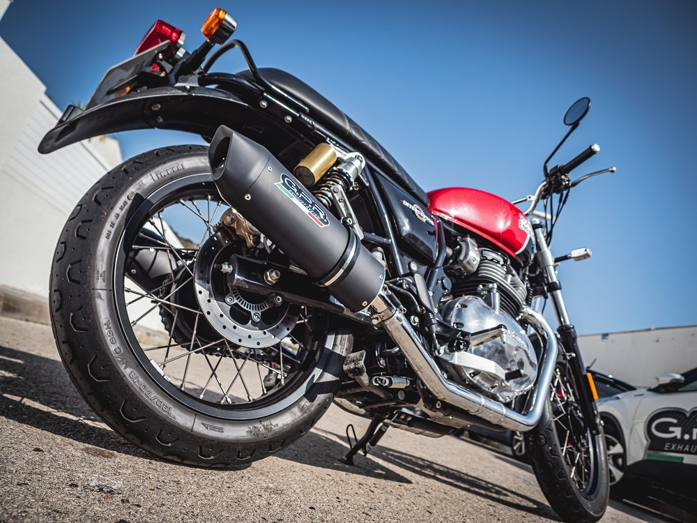 Exhaust compatible with Royal Enfield Interceptor 650 2021-2024, Furore Evo4 Nero, Dual Homologated legal slip-on exhaust including removable db killers, link pipes and catalysts