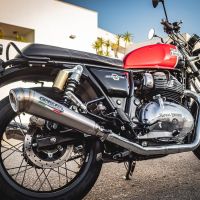 Esapament GPR compatibil cu Royal Enfield Interceptor 650 2019 Evacuare cu dublă omologare legală, inclusiv db killer detașabile, coturi de legătură și catalizatori,Powercone Evo
