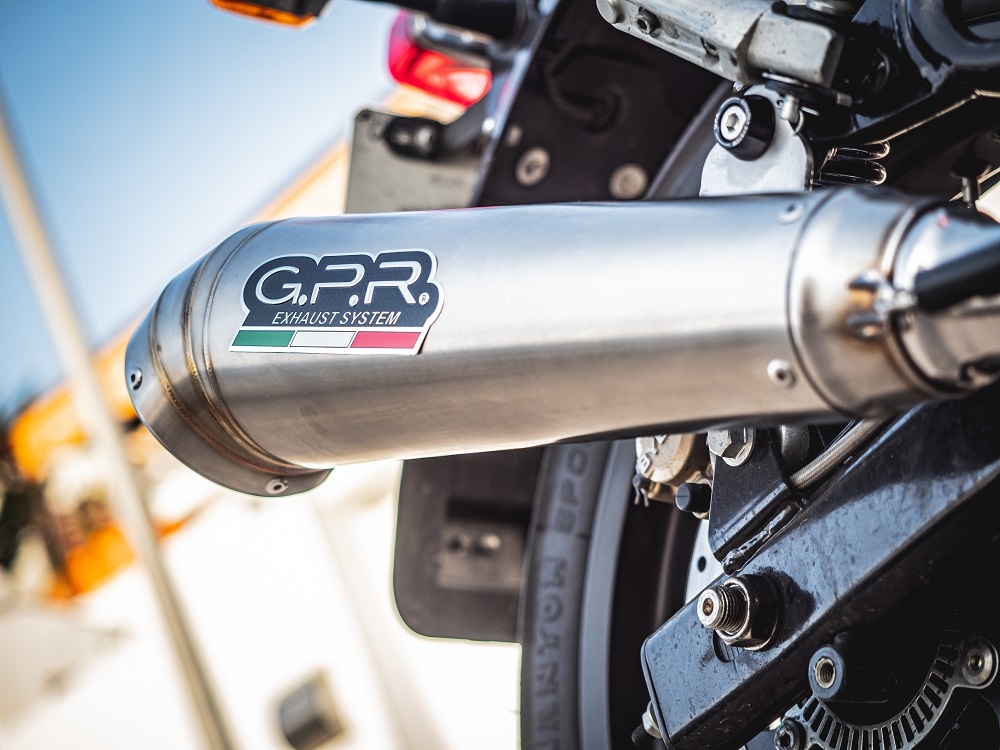 Esapament GPR compatibil cu Royal Enfield Interceptor 650 2019 Evacuare cu dublă omologare legală, inclusiv db killer detașabile, coturi de legătură și catalizatori,Powercone Evo