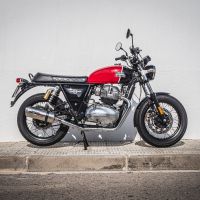 Exhaust compatible with Royal Enfield Interceptor 650 2019-2020, Satinox, Dual Homologated legal slip-on exhaust including removable db killers, link pipes and catalysts