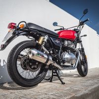 Exhaust compatible with Royal Enfield Interceptor 650 2019-2020, Satinox, Dual Homologated legal slip-on exhaust including removable db killers, link pipes and catalysts
