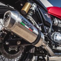 Exhaust compatible with Royal Enfield Interceptor 650 2019-2020, Satinox, Dual Homologated legal slip-on exhaust including removable db killers, link pipes and catalysts