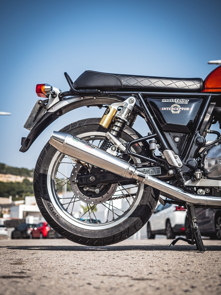 Exhaust compatible with Royal Enfield Interceptor 650 2021-2024, Ultracone, Dual Homologated legal slip-on exhaust including removable db killers, link pipes and catalysts