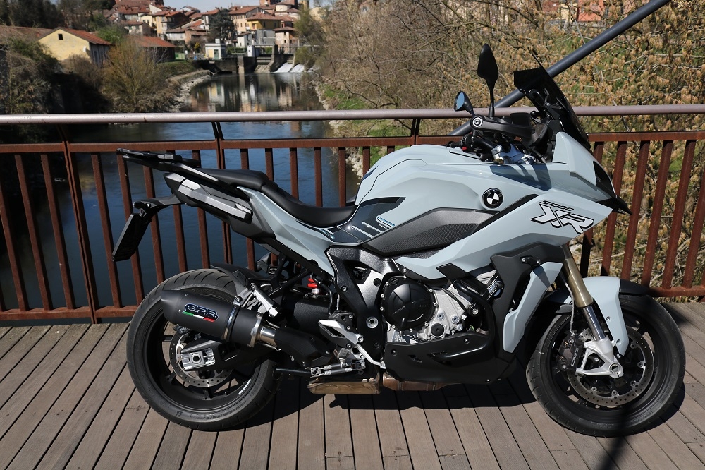 Exhaust compatible with Bmw S 1000 XR -M 2020-2025, Furore Evo4 Nero, Homologated legal slip-on exhaust including removable db killer and link pipe