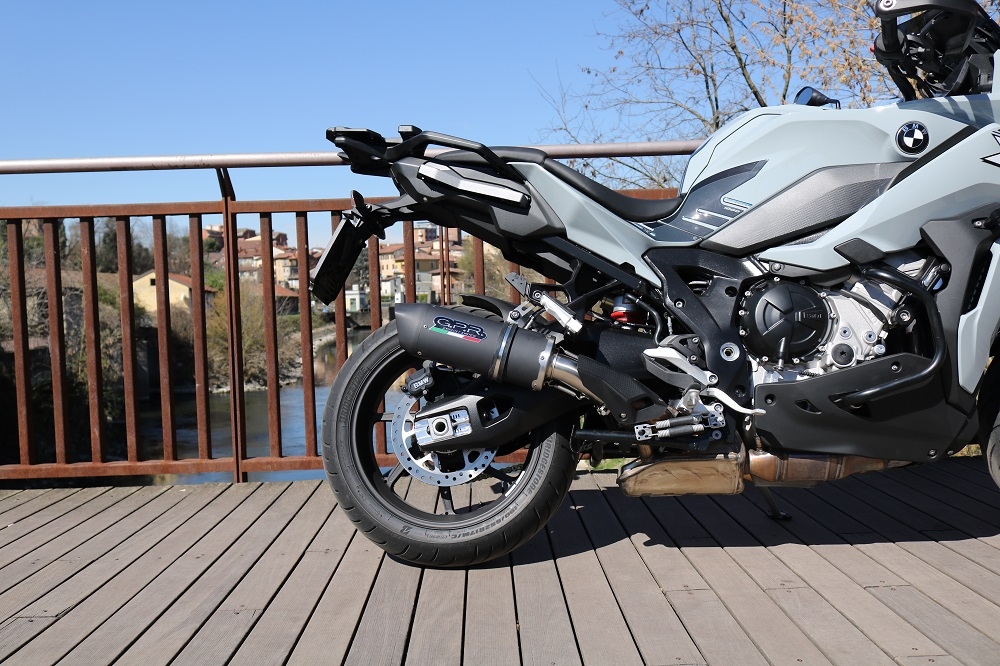 Exhaust compatible with Bmw S 1000 XR -M 2020-2025, Furore Evo4 Nero, Homologated legal slip-on exhaust including removable db killer and link pipe