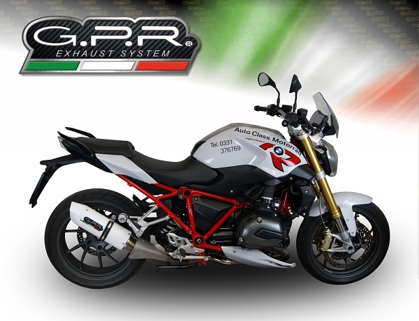 Esapament GPR compatibil cu Bmw R 1200 R 2015 Lc 2017 Evacuare slip-on omologata, inclusiv db killer detașabil și cot de legătură,Albus Evo4