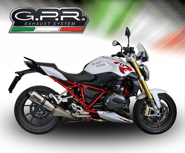 Esapament GPR compatibil cu Bmw R 1200 R Lc 2017 Evacuare slip-on omologata, inclusiv db killer detașabil și cot de legătură,New Grand Prix Evo Titanium