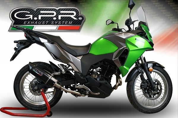 Esapament GPR compatibil cu Kawasaki Versys-X 250 2017 Evacuare slip-on omologata, inclusiv db killer detașabil, cot de legătură și catalizator,Furore Evo4 Nero