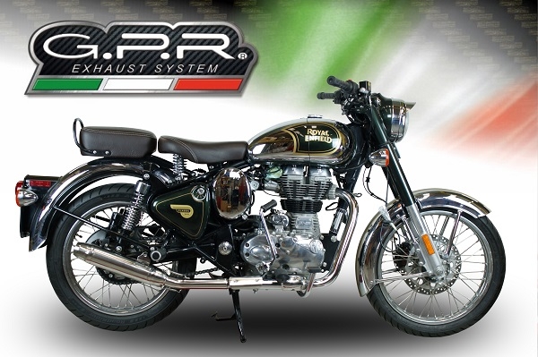 Exhaust compatible with Royal Enfield Continental GT 535 2014-2016, Deeptone Inox, Racing slip-on exhaust, including link pipe and removable db killer