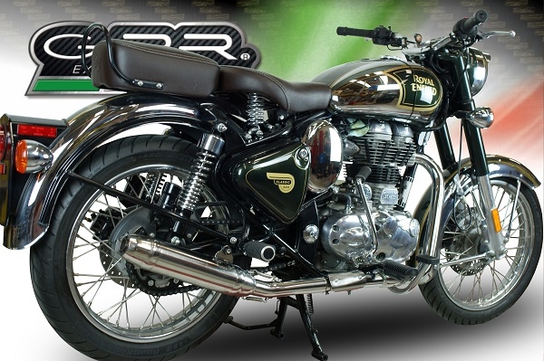 Exhaust compatible with Royal Enfield Continental GT 535 2014-2016, Deeptone Inox, Racing slip-on exhaust, including link pipe and removable db killer