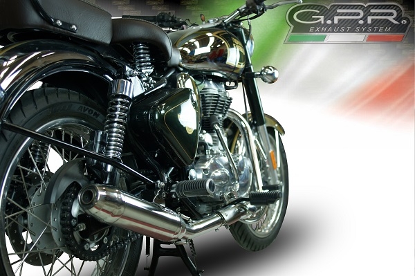 Exhaust compatible with Royal Enfield Continental GT 535 2014-2016, Deeptone Inox, Racing slip-on exhaust, including link pipe and removable db killer