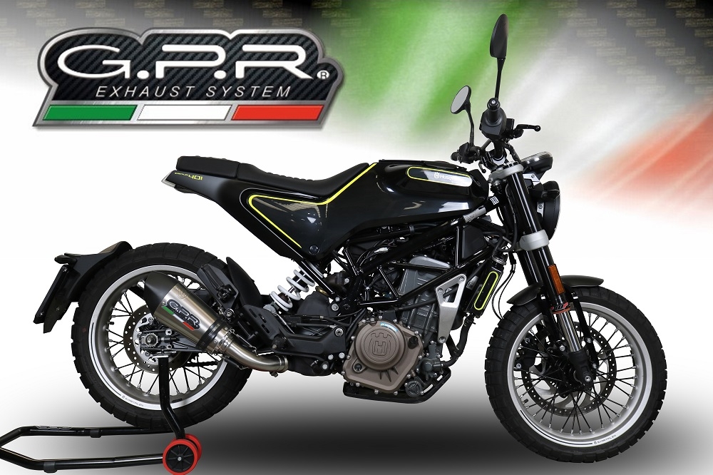 Esapament GPR compatibil cu Husqvarna Svartpilen 401 2018 Evacuare slip-on omologata, inclusiv db killer detașabil și cot de legătură,New Grand Prix Evo Titanium