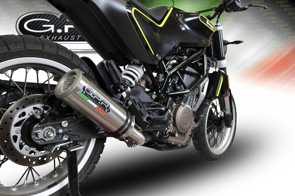 Esapament GPR compatibil cu Husqvarna Svartpilen 401 2018 Evacuare slip-on omologata, inclusiv db killer detașabil și cot de legătură,M3 Titanium Natural