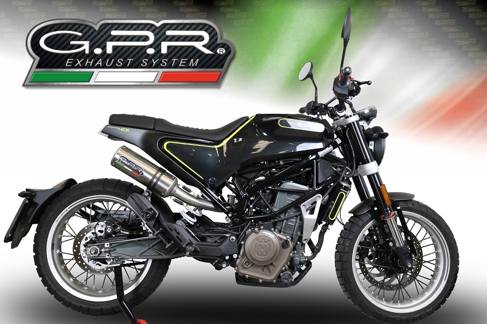 Esapament GPR compatibil cu Husqvarna Svartpilen 401 2018  Sistem omologat legal de evacuare Mid-full, inclusiv db killer și catalizator detașabil,M3 Inox 
