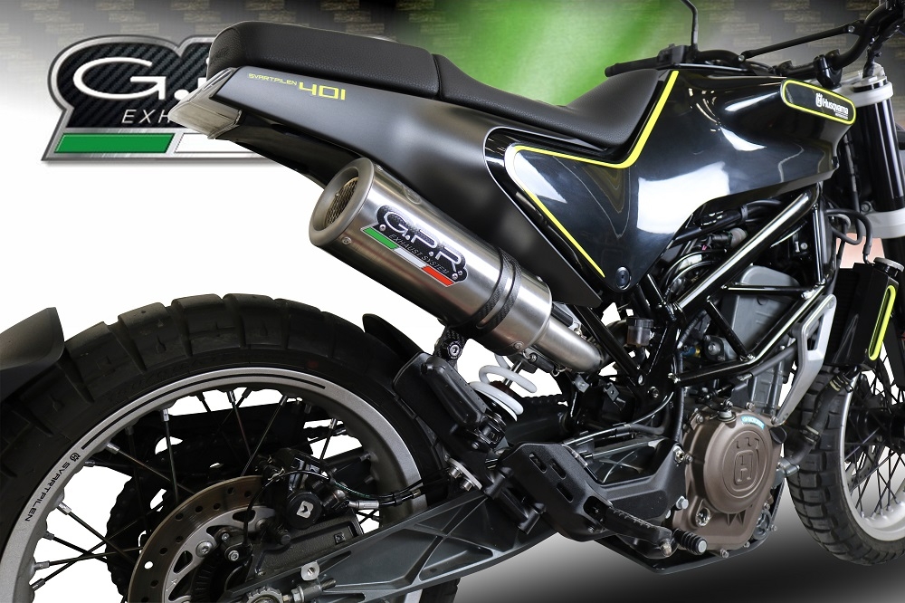 Exhaust compatible with Husqvarna Svartpilen 401 2018-2019, M3 Titanium Natural, Homologated legal Mid-full system exhaust, including removable db killer and catalyst