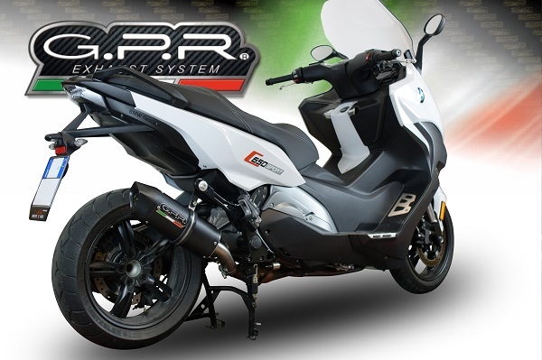 Esapament GPR compatibil cu Bmw C 650 Sport 2016 Evacuare slip-on omologata, inclusiv db killer detașabil și cot de legătură,Furore Evo4 Nero