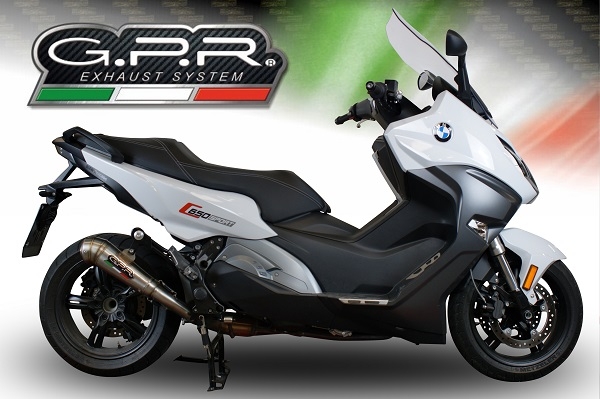 Esapament GPR compatibil cu Bmw C 650 Sport 2016 Evacuare slip-on omologata, inclusiv db killer detașabil și cot de legătură,Powercone Evo