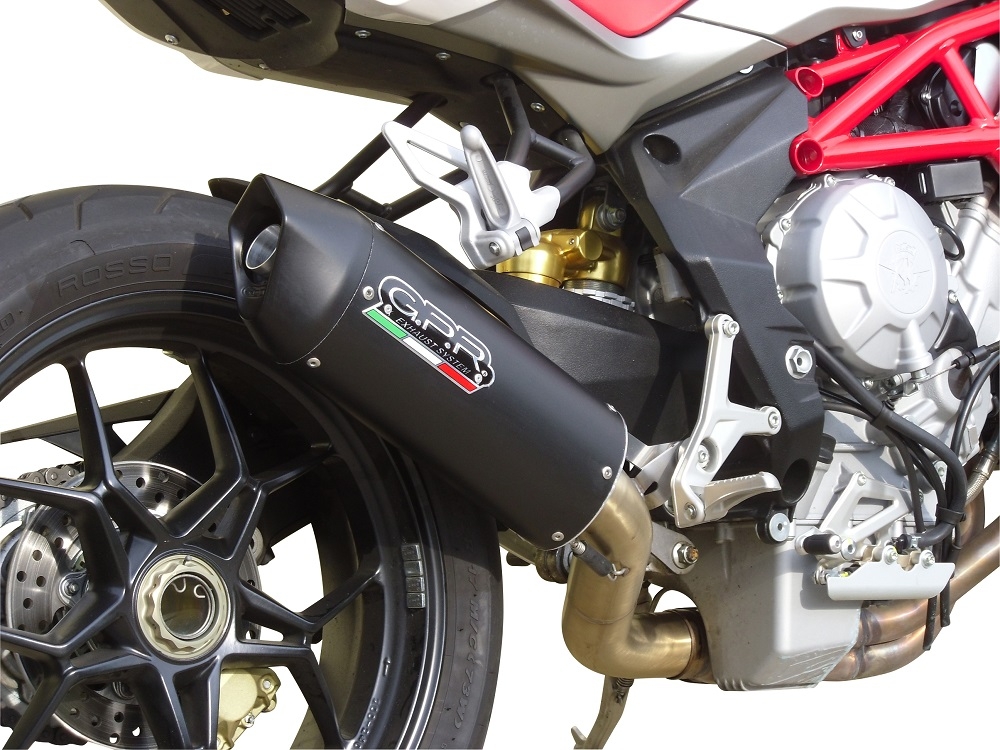 Esapament GPR compatibil cu Mv Agusta Brutale 800 Dragster 2013 Evacuare slip-on omologata, inclusiv db killer detașabil și cot de legătură,Furore Nero