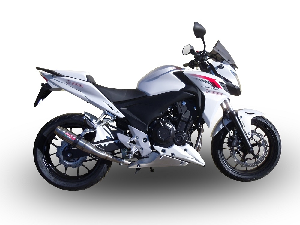 Esapament GPR compatibil cu Honda Cb 500 F 2013 Evacuare slip-on omologata, inclusiv db killer detașabil și cot de legătură,Deeptone Inox