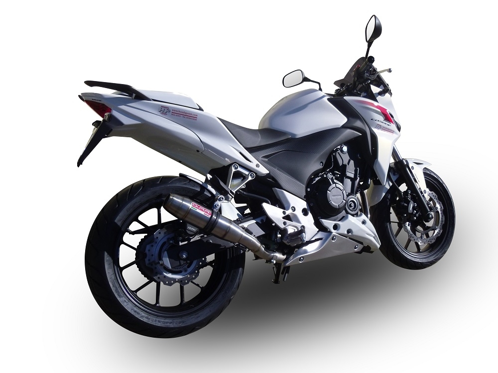 Esapament GPR compatibil cu Honda Cb 500 F 2013 Evacuare slip-on omologata, inclusiv db killer detașabil și cot de legătură,Deeptone Inox