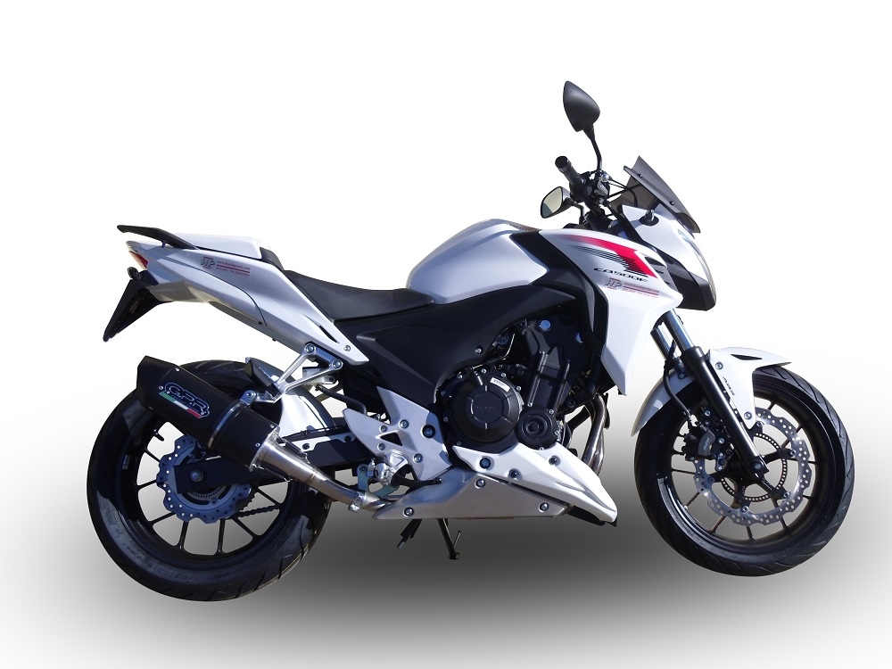 Exhaust compatible with Honda Cb 400 F 2013-2015, Furore Nero, Homologated legal slip-on exhaust including removable db killer and link pipe
