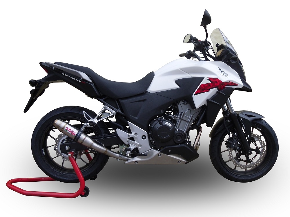 Esapament GPR compatibil cu Honda Cb 500 X 2013 Evacuare slip-on omologata, inclusiv db killer detașabil și cot de legătură,Deeptone Inox