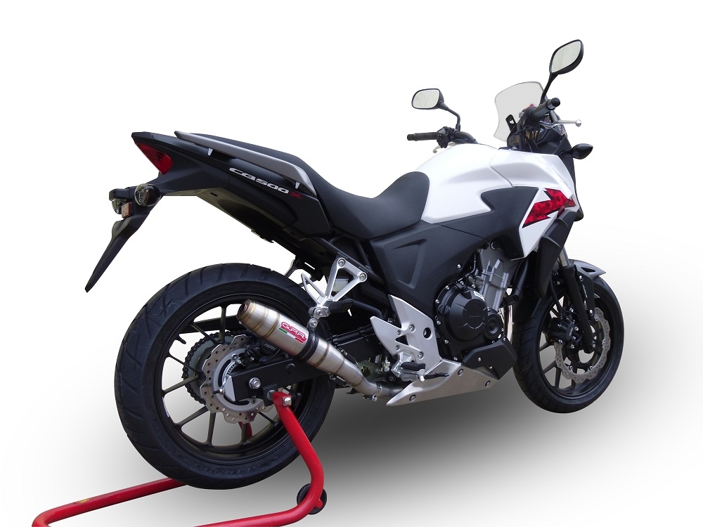 Esapament GPR compatibil cu Honda Cb 500 X 2013 Evacuare slip-on omologata, inclusiv db killer detașabil și cot de legătură,Deeptone Inox