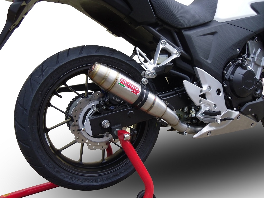 Esapament GPR compatibil cu Honda Cb 500 X 2013 Evacuare slip-on omologata, inclusiv db killer detașabil și cot de legătură,Deeptone Inox