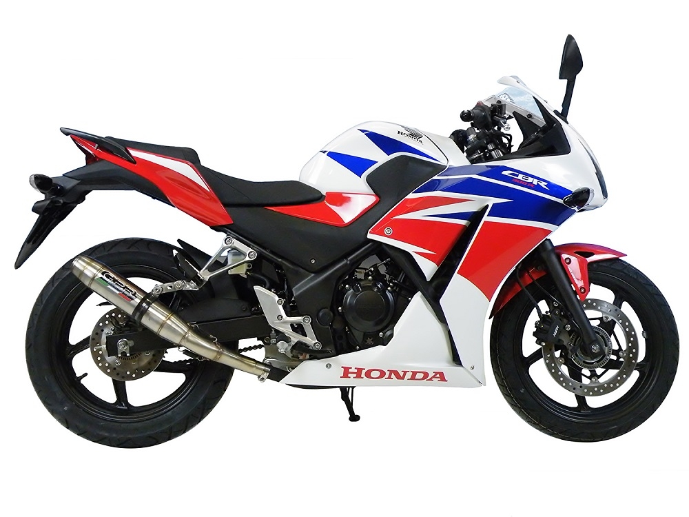 Esapament GPR compatibil cu Honda Cbr 300 R 2014 Evacuare slip-on de curse, inclusiv cot de legătură,Deeptone Inox