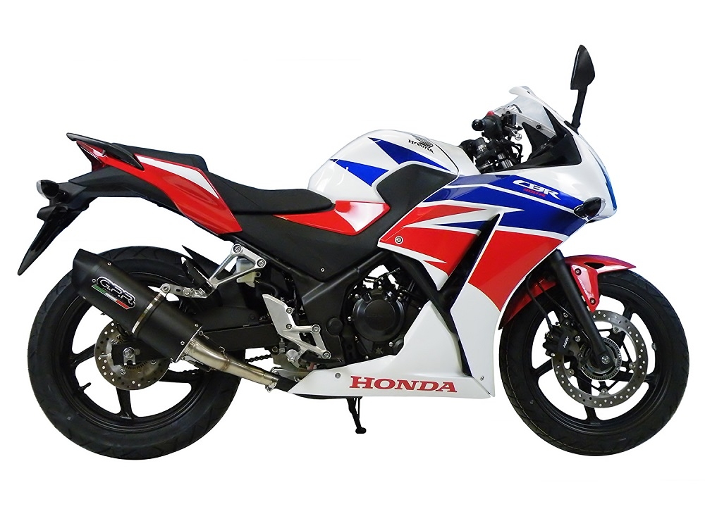 Exhaust compatible with Honda Cbr 300 R 2014-2016, Furore Nero, Homologated legal slip-on exhaust including removable db killer, link pipe and catalyst