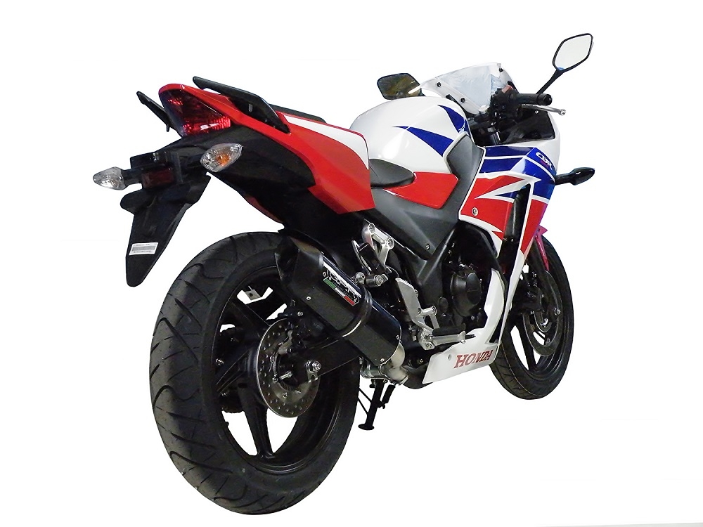 Exhaust compatible with Honda Cbr 300 R 2014-2016, Furore Nero, Homologated legal slip-on exhaust including removable db killer, link pipe and catalyst