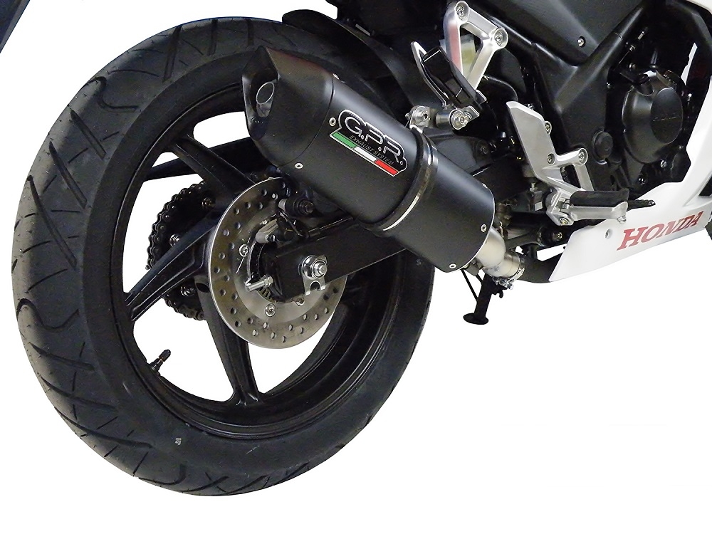 Exhaust compatible with Honda Cbr 300 R 2014-2016, Furore Nero, Homologated legal slip-on exhaust including removable db killer, link pipe and catalyst
