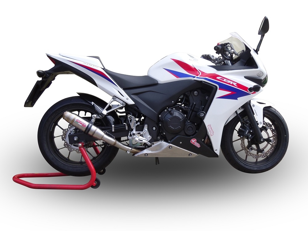 Esapament GPR compatibil cu Honda Cbr 500 R 2012 Evacuare slip-on omologata, inclusiv db killer detașabil și cot de legătură,Deeptone Inox