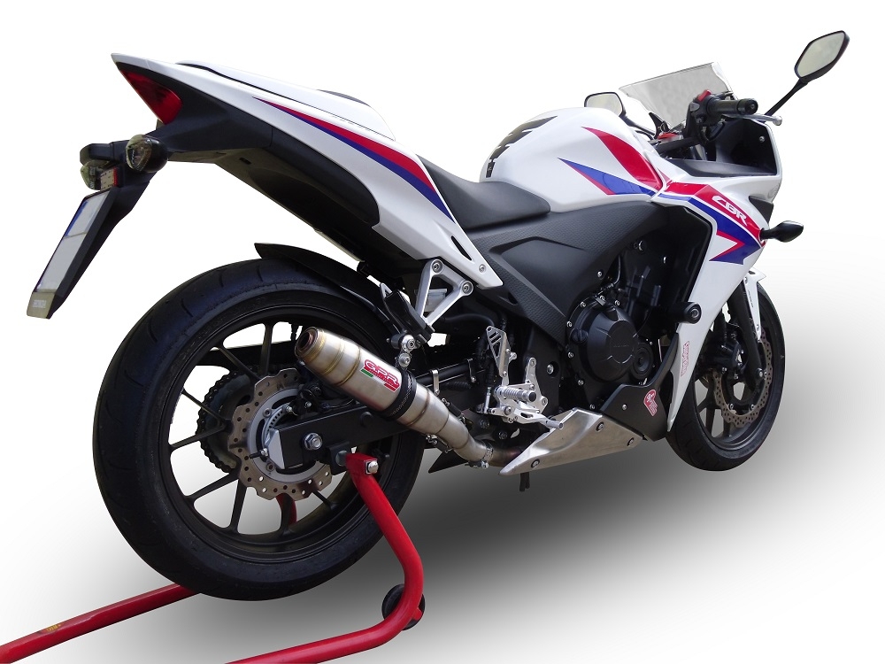 Esapament GPR compatibil cu Honda Cbr 500 R 2012 Evacuare slip-on omologata, inclusiv db killer detașabil și cot de legătură,Deeptone Inox