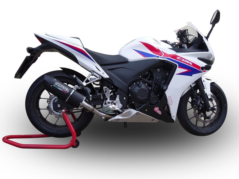 Exhaust compatible with Honda Cbr 500 R 2012-2018, Furore Nero, Homologated legal slip-on exhaust including removable db killer and link pipe