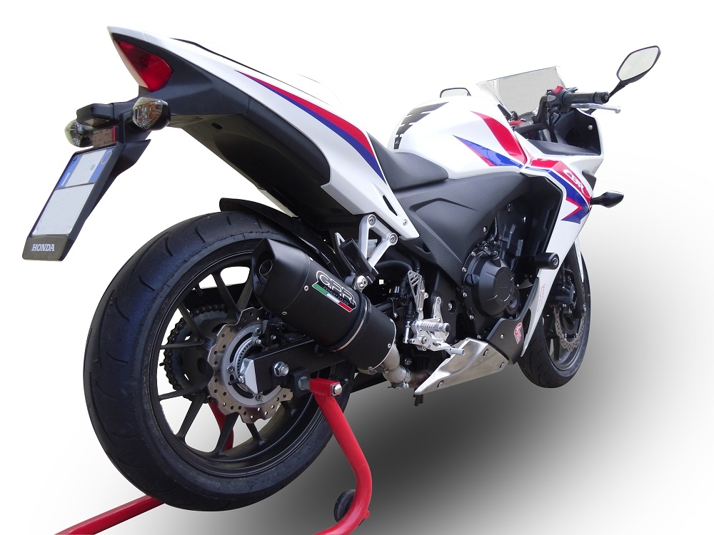 Exhaust compatible with Honda Cbr 500 R 2012-2018, Furore Nero, Homologated legal slip-on exhaust including removable db killer and link pipe