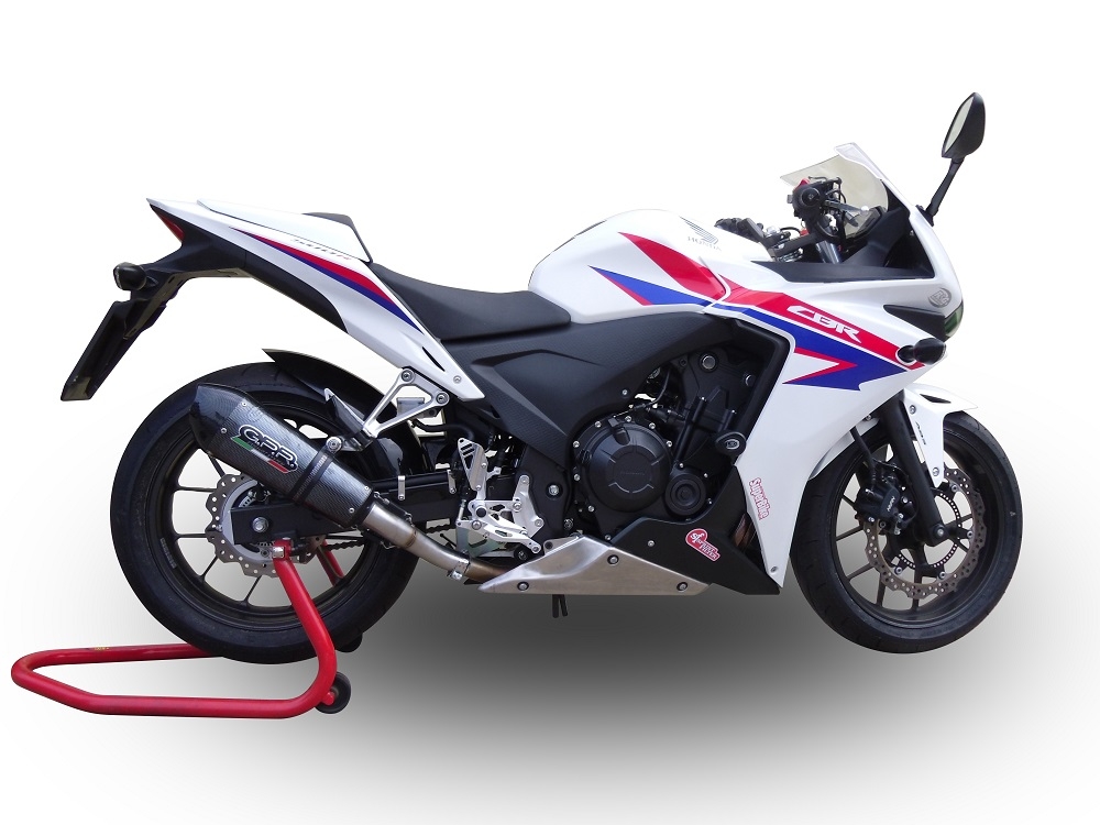 Esapament GPR compatibil cu Honda Cbr 500 R 2023 Evacuare slip-on omologata, inclusiv db killer detașabil și cot de legătură,New Grand Prix Evo Poppy
