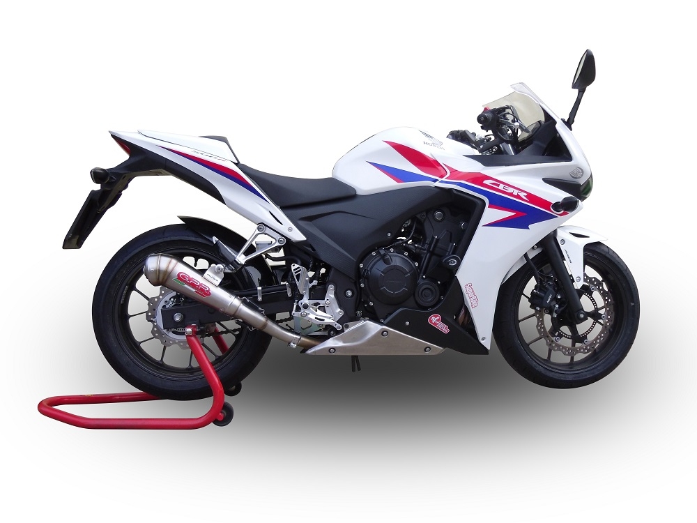 Esapament GPR compatibil cu Honda Cbr 500 R 2012 Evacuare slip-on omologata, inclusiv db killer detașabil și cot de legătură,Powercone Evo