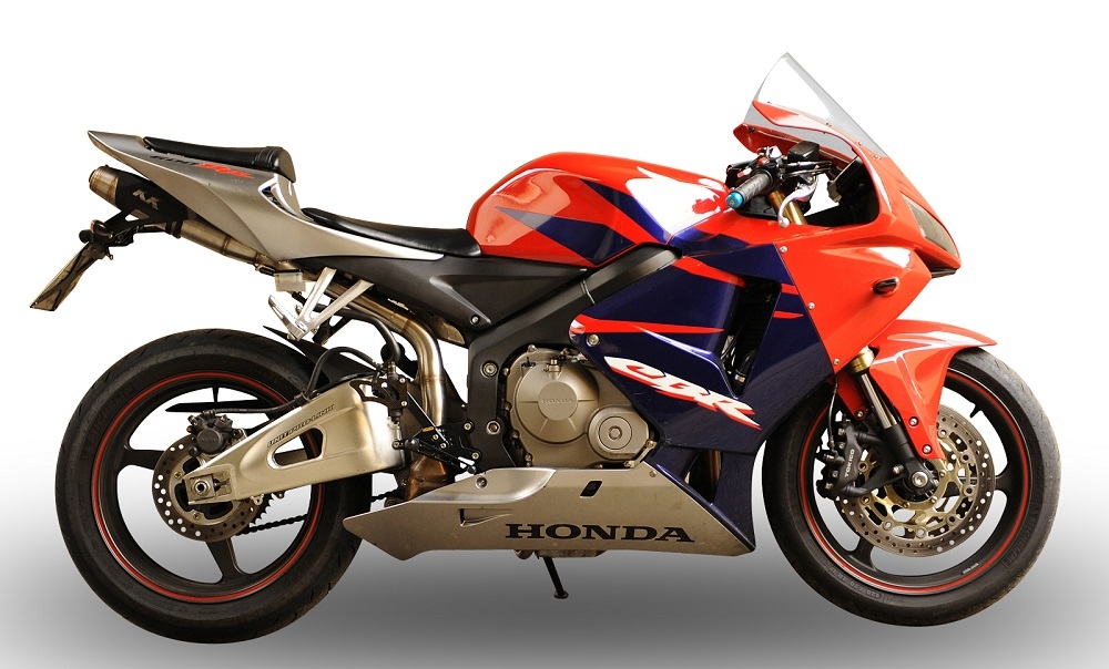 Esapament GPR compatibil cu Honda Cbr 600 Rr  2007 Evacuare slip-on omologata, inclusiv db killer detașabil și cot de legătură,Deeptone Inox