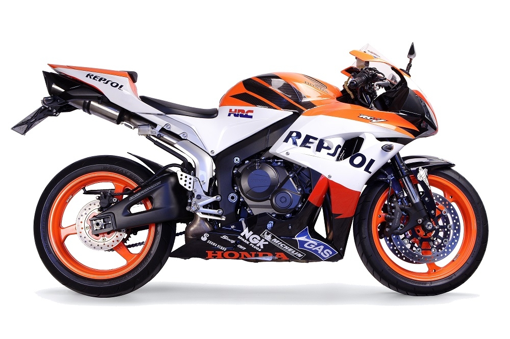 Exhaust compatible with Honda Cbr 600 Rr 2005-2006, Tiburon Titanium, Racing slip-on exhaust including link pipe