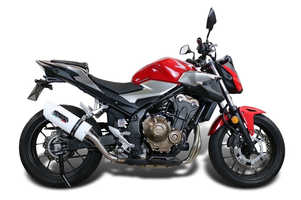 Exhaust compatible with Honda Cb 500 F 2019-2020, Albus Evo4, Homologated legal slip-on exhaust including removable db killer and link pipe