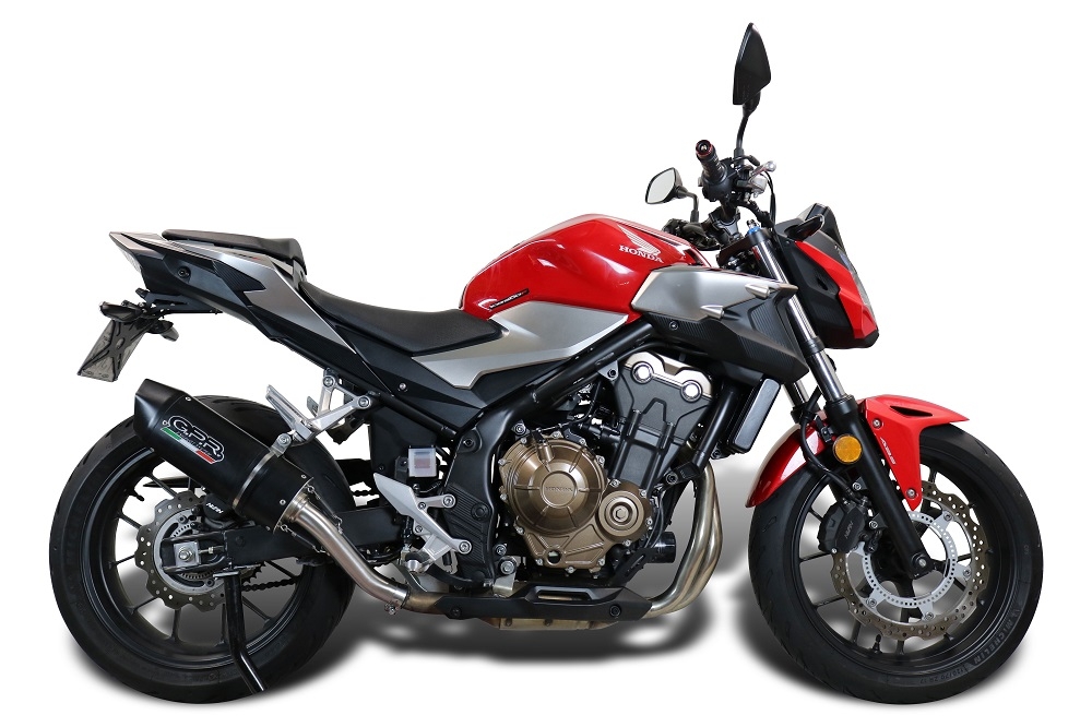 Esapament GPR compatibil cu Honda Cb 500 F 2019 Evacuare slip-on omologata, inclusiv db killer detașabil și cot de legătură,Furore Evo4 Nero