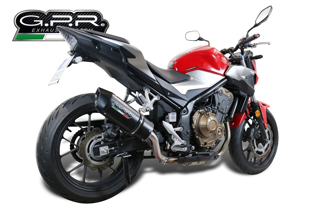 Esapament GPR compatibil cu Honda Cb 500 F 2019 Evacuare slip-on omologata, inclusiv db killer detașabil și cot de legătură,Furore Evo4 Nero