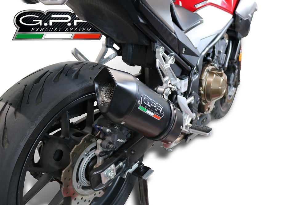 Esapament GPR compatibil cu Honda Cb 500 F 2019 Evacuare slip-on omologata, inclusiv db killer detașabil și cot de legătură,Furore Evo4 Nero