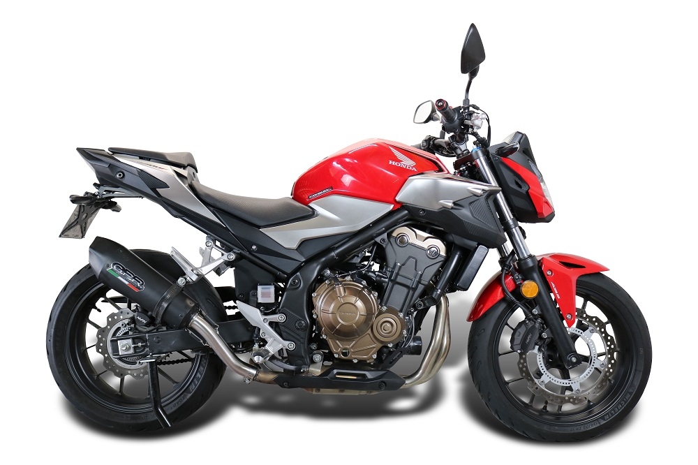 Esapament GPR compatibil cu Honda Cb 500 F 2021 Evacuare slip-on omologata, inclusiv db killer detașabil și cot de legătură,New Grand Prix Evo Black Titanium
